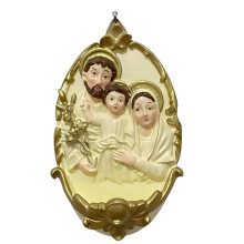 Heilige Familienskulptur aus Kunstharz,-Hellgelb