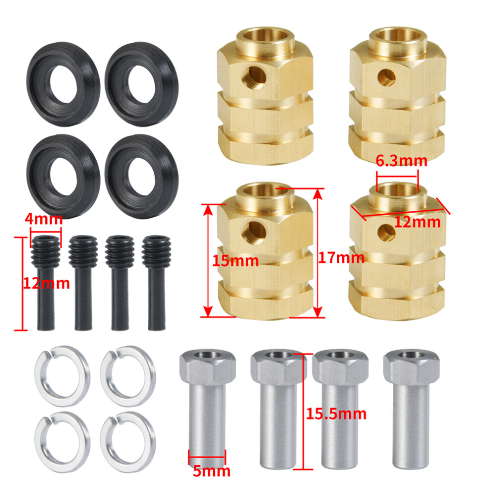 (15Mm) Brass 12Mm Wheel Hubs Hex Extended Adapter For Traxxas Trx-4 1/10 Rc Crawler Car 320997436027