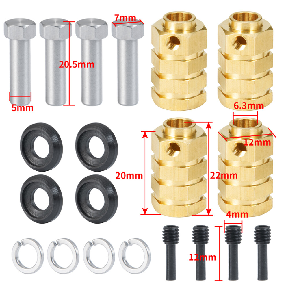 (20Mm) Brass 12Mm Wheel Hubs Hex Extended Adapter For Traxxas Trx-4 1/10 Rc Crawler Car 320997436034