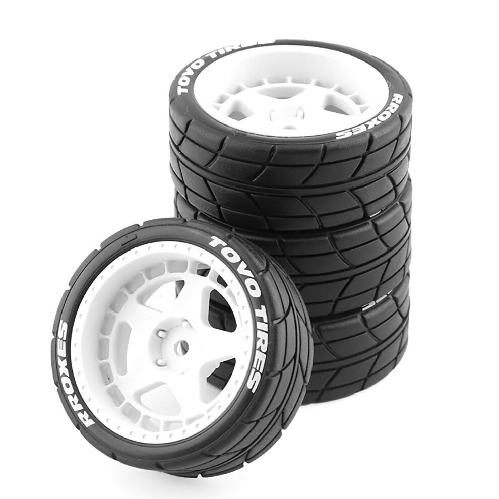(White) 4Pcs Drift Tires & Wheel Hubs For Hpi, Kyosho, Tamiya Wrc Tt02, Xv01 1:10 Rc Cars White 123643834662