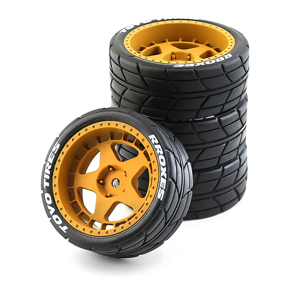 (Yellow) 4Pcs Drift Tires & Wheel Hubs For Hpi, Kyosho, Tamiya Wrc Tt02, Xv01 1:10 Rc Cars Yellow 123643834655