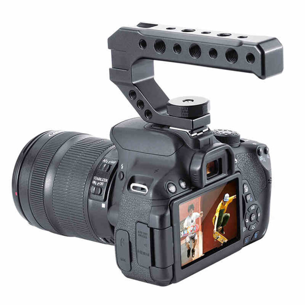 Universal Dslr Camera Rig Top Handle Three Cold Shoe Adapter Mount For Led Microphone Metal Cheese Handle Grip Light 320997436539