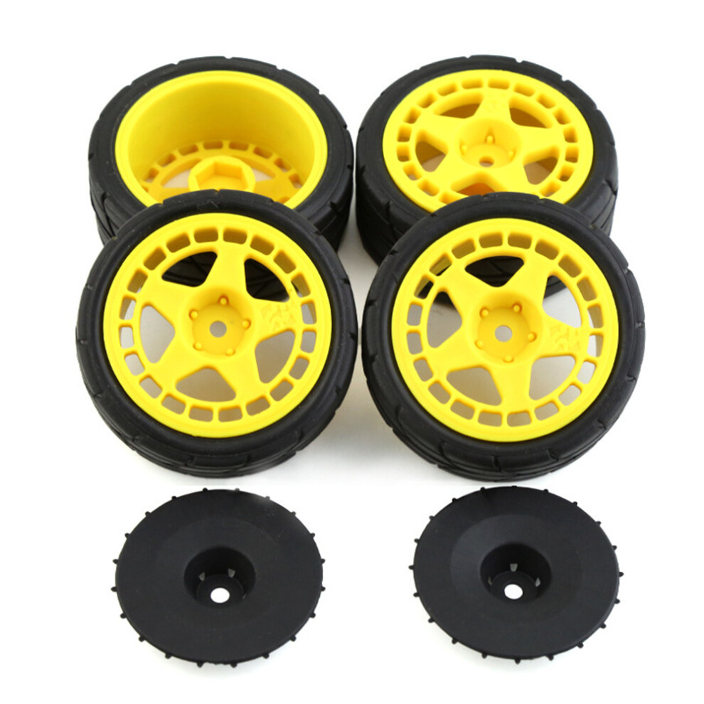 (Yellow) 1/10 Rc Rally Car Wheels With Tires Set For Tamiya Tt02 Xv01 Rc Crawler Car Yellow 320997436386