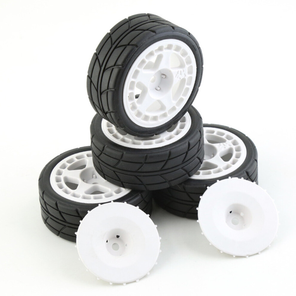 (White) 1/10 Rc Rally Car Wheels With Tires Set For Tamiya Tt02 Xv01 Rc Crawler Car White 320997436393