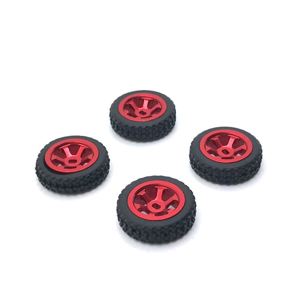 (Red) 4Pcs Aluminum Alloy Wheels Rim Tires For Wltoys 1/28 K969 K989 P929 Rc Car Red 320997437031
