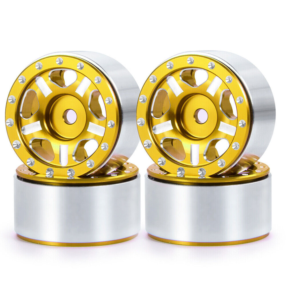 (Gold) 4Pcs 1'' Beadlock Mini Crawler Wheel Rims For Axial Scx24 1/24 Rc Crawler Car Gold 320997436430