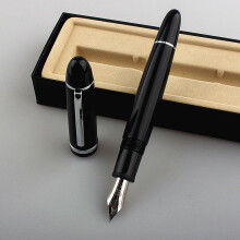 Jinhao X159 Fountain Pen Black With Silver Clip Fine Nib Acrylic Screw Cap