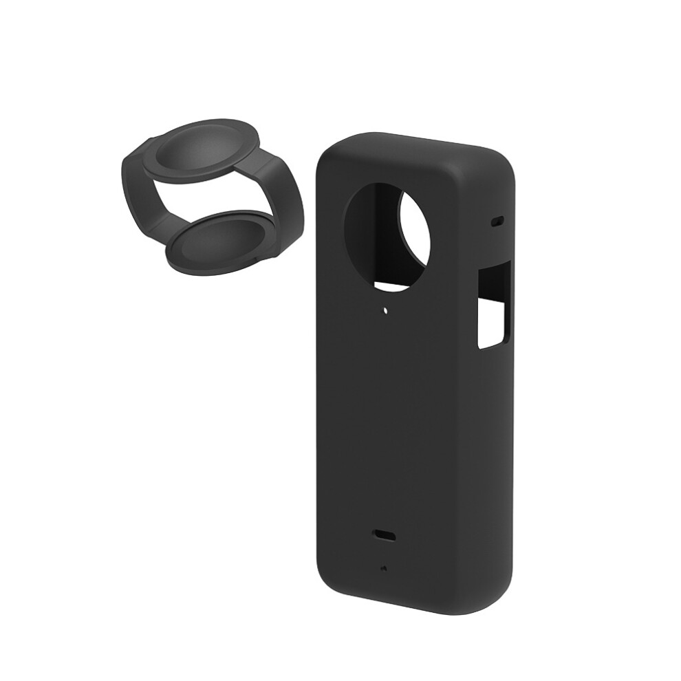 (Black) Shockproof Silicone Protective Case Cover With Lens Cover For Insta360 One X3 Black 320997439950