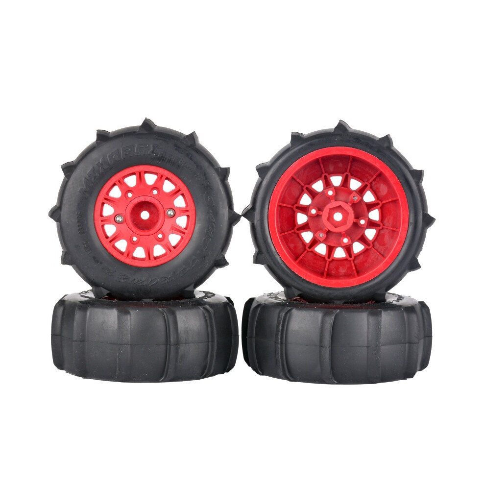 (Red) 4Pcs Short Truck Tire Kit, Universal Upgrade For 1:10 Rc Car Models Red 113121947021