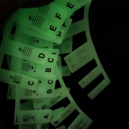 (Fluorescent Black) 88 Keys Removable Silicone Piano Keyboard Stickers Learning Note Labels