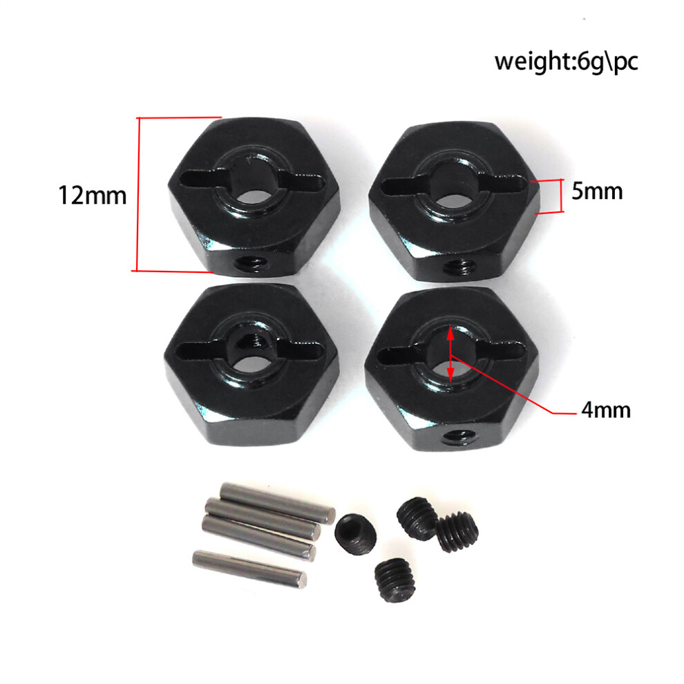 (Black) 12Mm Aluminum Wheel Hub Adaptor For Losi 1/18 Mini Lmt 4X4 Rc Car Upgrade Part Black 320997463627