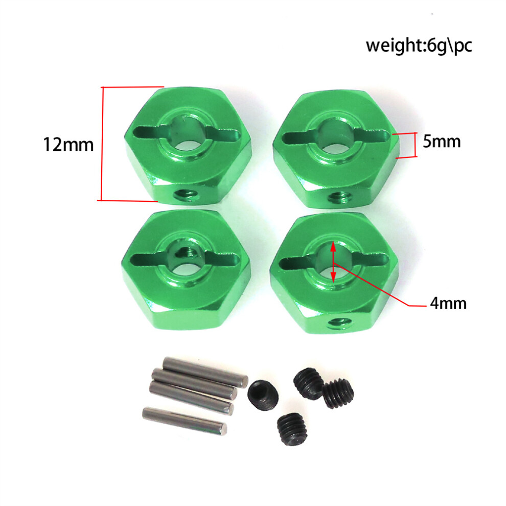 (Green) For Losi 1/18 Mini Lmt 4X4 Rc Car Upgrade Part 12Mm Wheel Hub Adaptor Green 123643857142