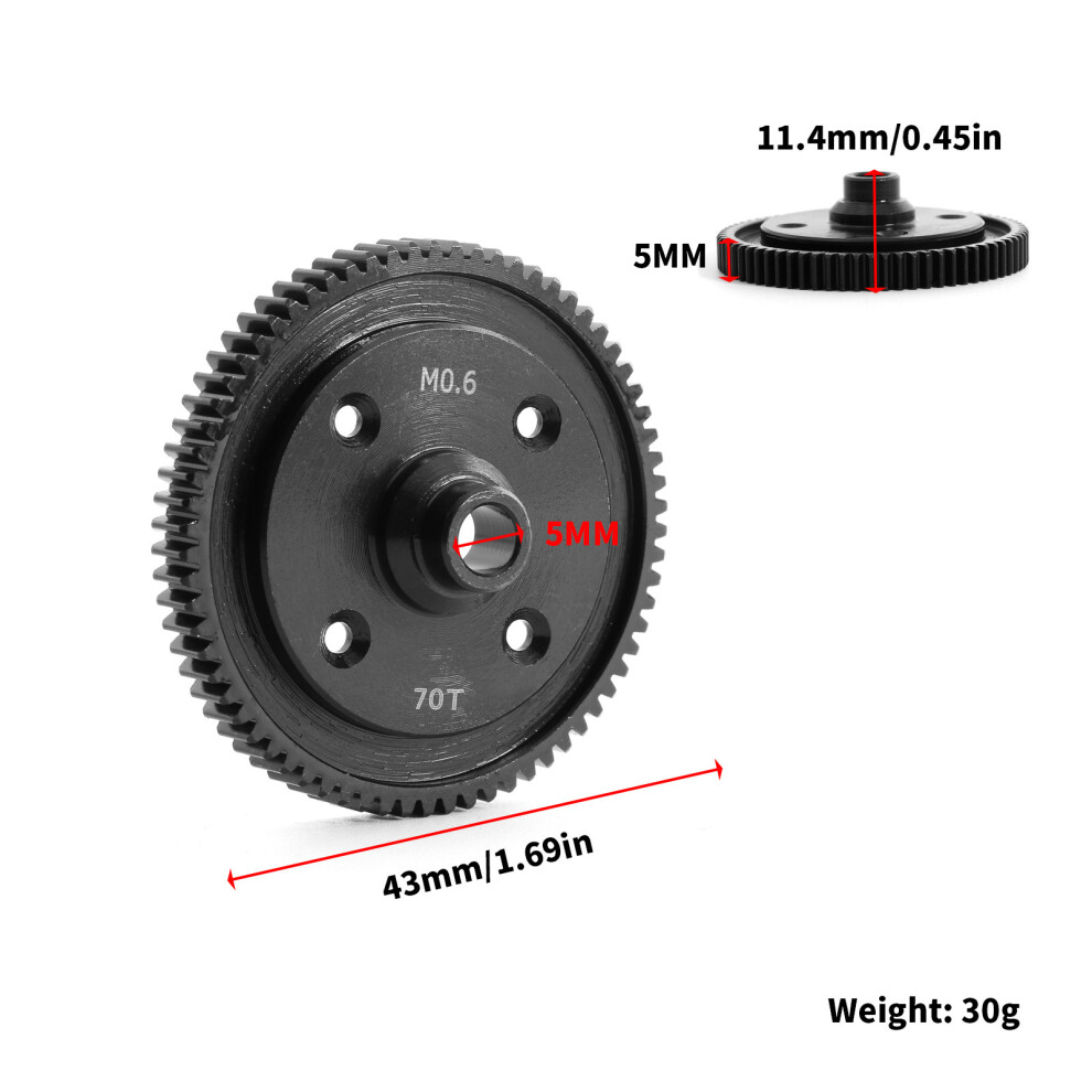 Steel Center Diff Spur Gear M0.6 70T For Tamiya Xv02 Rc Car #22050 320997464303