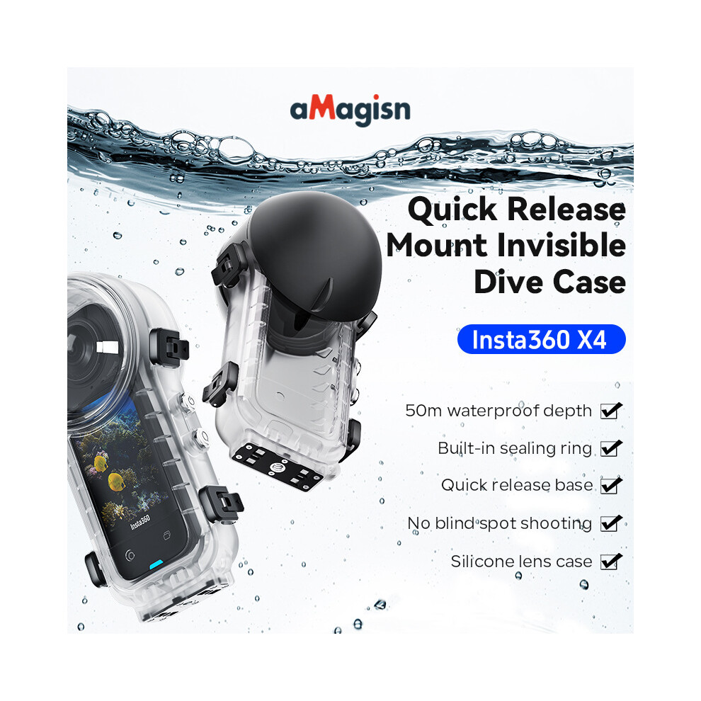 For Insta360 X4 Camera 50M Diving Underwater Housing Shell W/Storage Bag Kit 123643857944