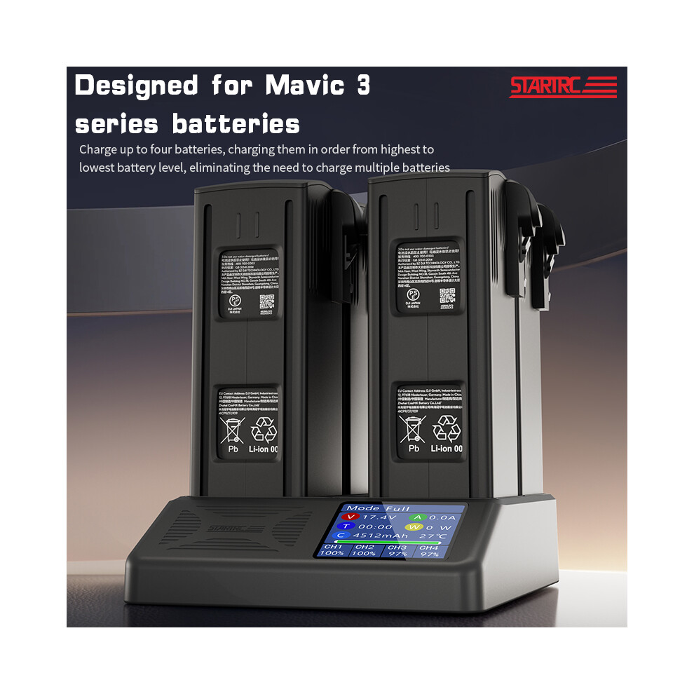 4-In-1 Drone Charge Manager Battery Charger Lcd Display For Mavic 3/3Pro/Classic 320997454564