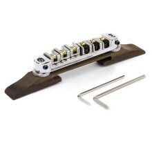Chrome Bridge Roller Saddles With Archtop Rosewood Base Parts for Jazz Guitar