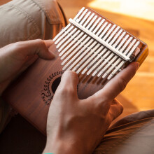 17 Keys EQ Kalimba Solid Acacia Thumb Piano Link Speaker Electric Pickup W/ Bag