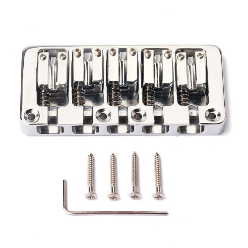 5 String Bass Guitar Replacement Bridge String Spacing 16.5mm Parts Chrome