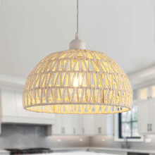 Goeco Hanging Light Rattan Boho Pendant Light, Adjustable Chandelier, E27