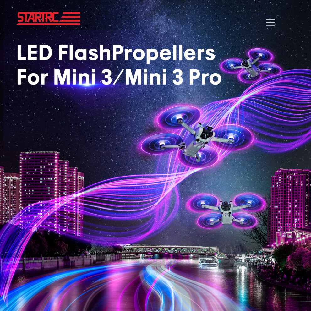 4Pcs Led Night Low-Noise Propellers Props Blades For Dji Mini 3/3Pro Drone Light 320997445173