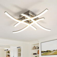 Goeco LED Ceiling Light, 24W, Ceiling Light Waves, Modern, Silver, 4000K