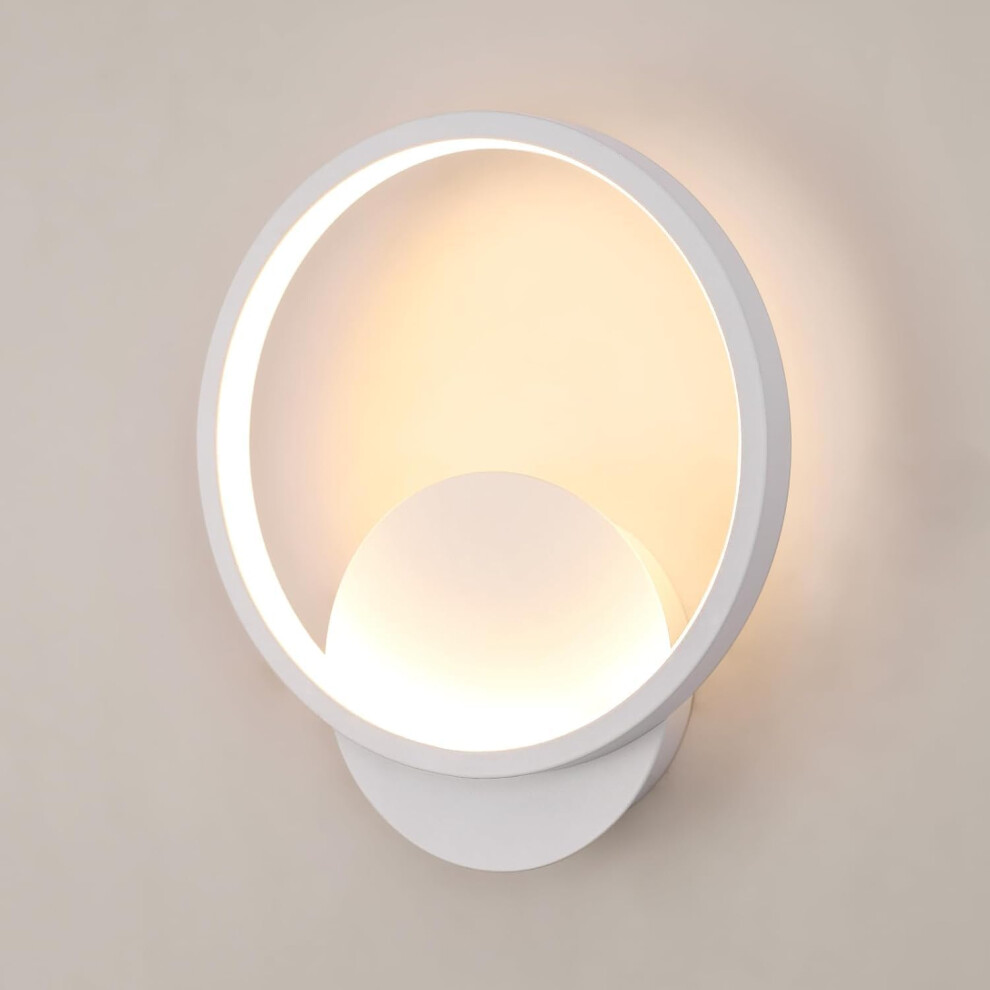 Goeco Indoor Led Wall Light 12W Round Modern Wall Light 3000K White Ø20 Cm