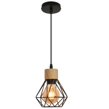 Goeco Pendant Light Industrial Retro Chandelier Shade Vintage Metal and Wood