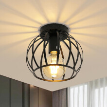 Goeco Vintage Ceiling Light Black Semi Flush-Mounted Ceiling Light