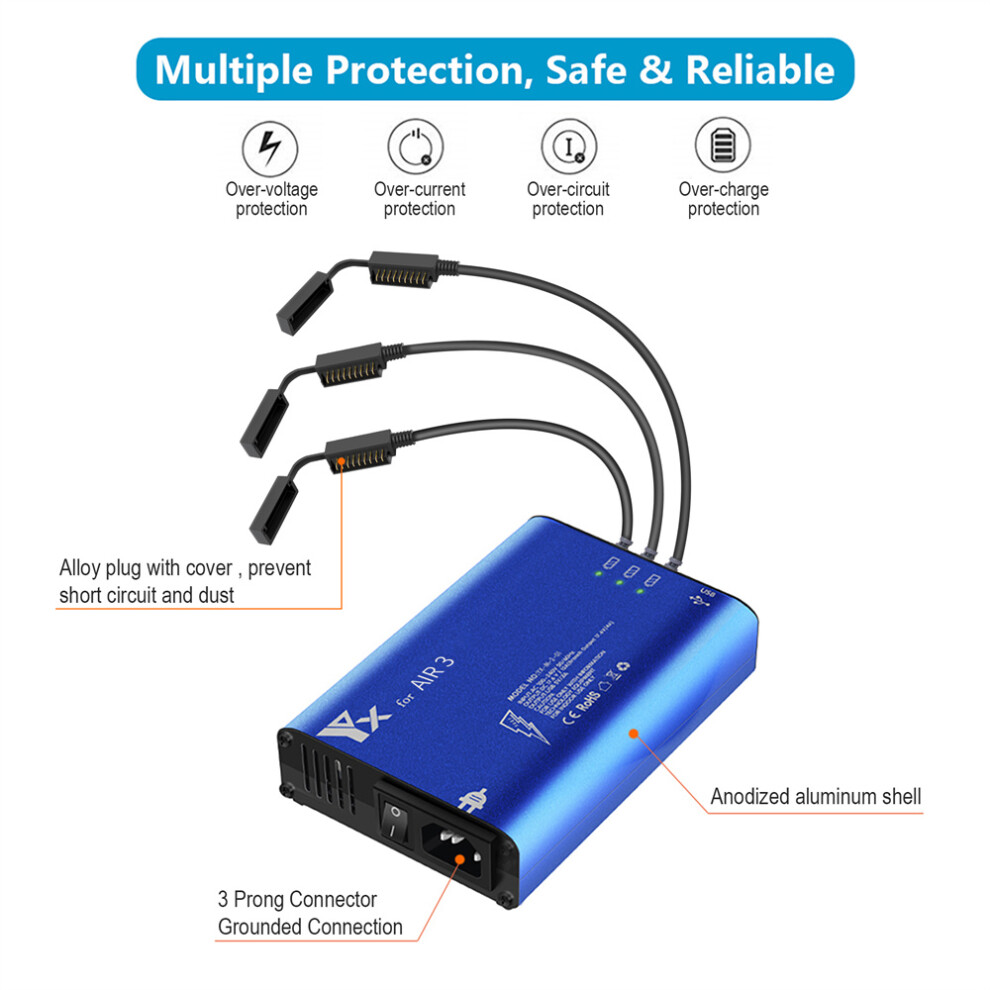 For Dji Air 3 Drone Battery Charger 5-In-1 Fast Charging Hub Drone Accessories 320997451143
