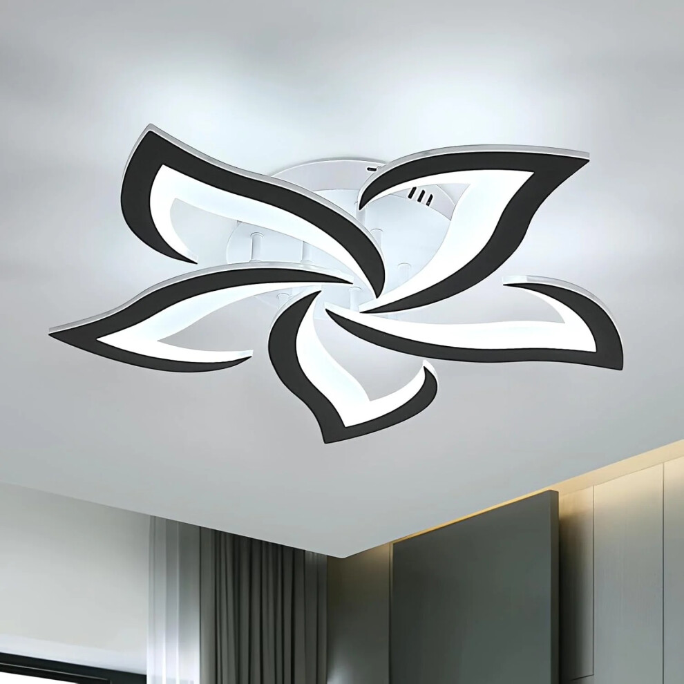 Goeco Led Ceiling Light, 60 W, 6500 K, Modern Petal Design, 58Cm, Black