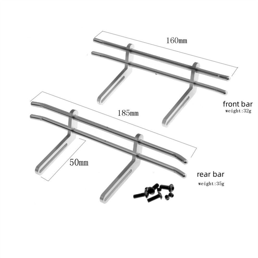 (Silver) 1/10 Rc Car Climbing For Trx4 Scx10 90046 90047 Metal Front/ Rear Bars Crash Bumpers Silver 320997456643