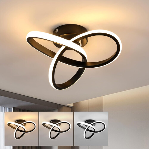 Goeco Modern LED Ceiling Light 22W 2500LM Black 25 cm Dimmable