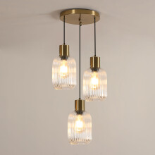 Goeco Glass Chandelier, Adjustable Height, E27 Pendant Light, for Bedroom