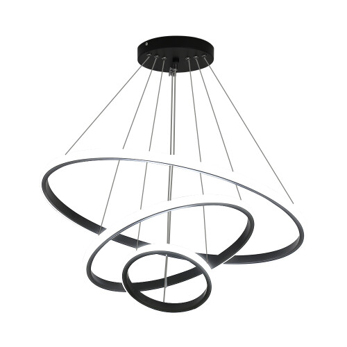 Goeco LED Pendant Light, 3 Rings, with Remote Control, Height Adjustable 36w