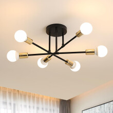 Goeco Sputnik Ceiling Lights, 6 Arms Diameter 52 cm Chandelier, 180 Adjustable, for Loft Dining Room, Living Room, E27 Bulb Not Included