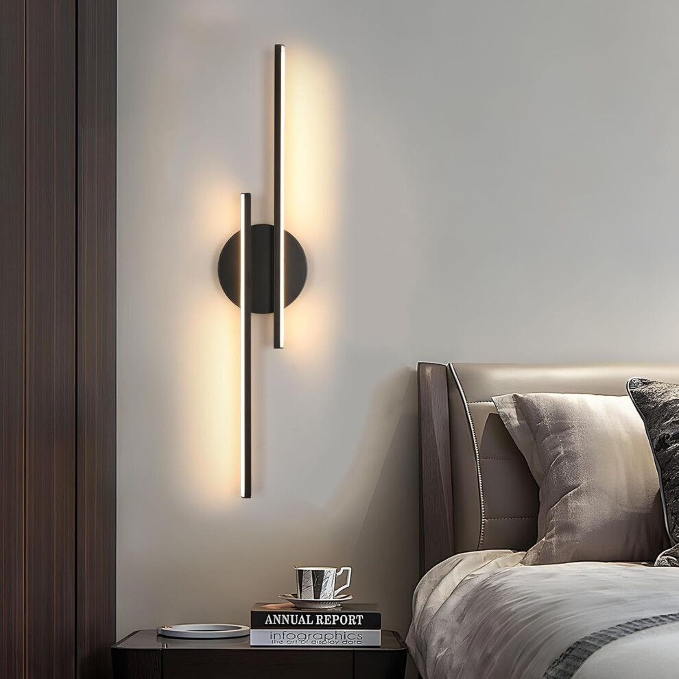 Goeco Modern Indoor Wall Light, 24 W, Black Wall Lighting Led, 3000 K