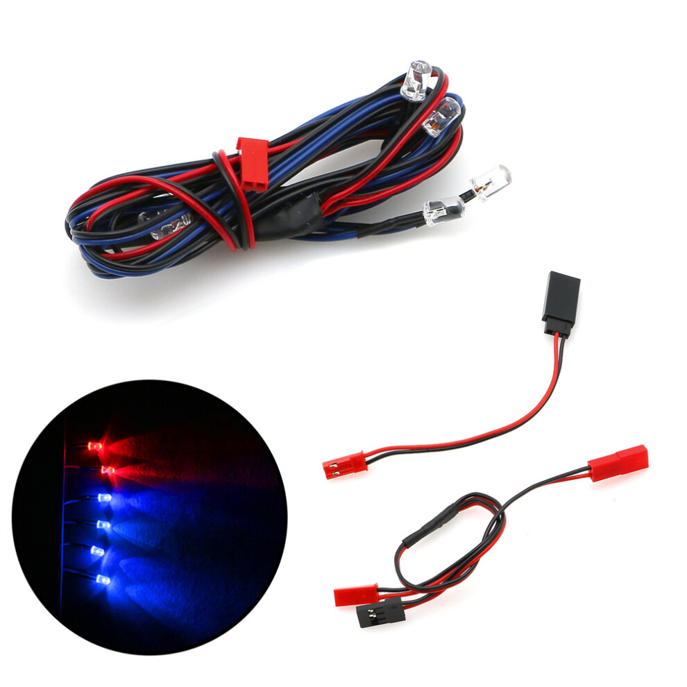 (4 +2 Red) Rc Car With 6 Lights With Adapter Cable Conversion Upgrade Parts 5Mm Lamp Beads Blue/Red 320997445807