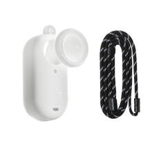 (White) Silicone Protective Case Camera Lens Cover Shock-proof Protector Neck Strap Accessories for Insta360 GO 3S