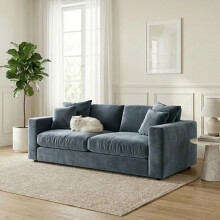 (3+2 Seater, Velvet Steel) Deluxe Fullback Sofa Set 3 Seater, 2 Seater Luxury Velvet Upholstered Sofa Seating for Living Room