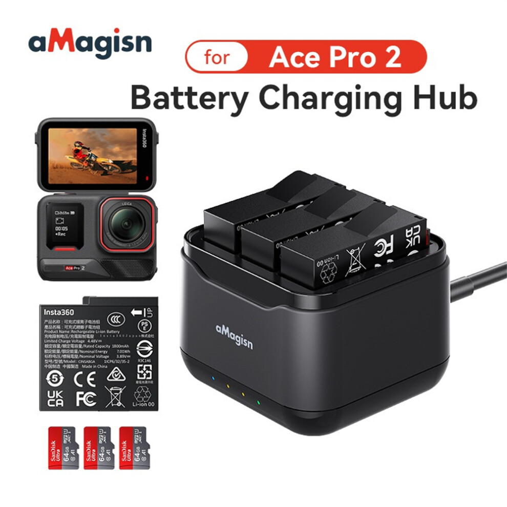For Insta360 Ace Pro 2 Camera Battery Charger Hub Smart Battery Protection 320997469841