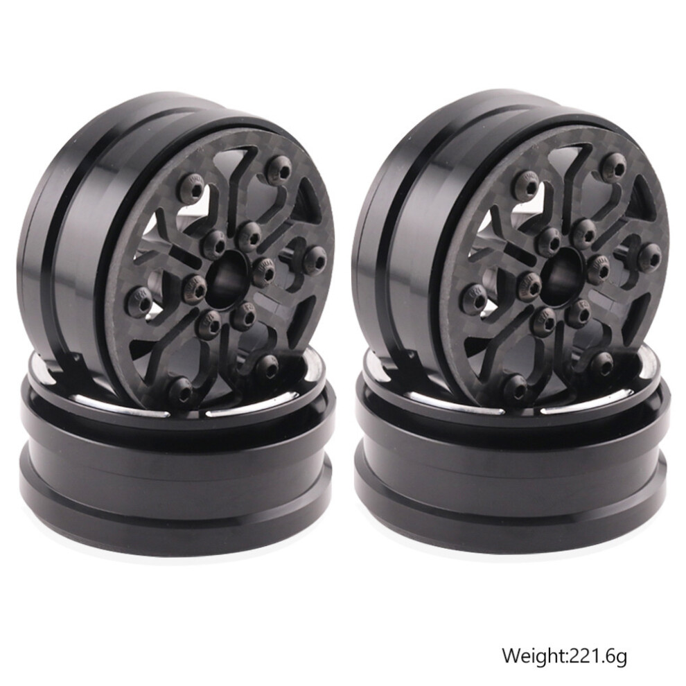 (A) 4Pcs 1.9" Carbon Fiber Beadlock Wheel Rims For Rc Axial Scx10 Trx4 Capra 1/10 320997458036