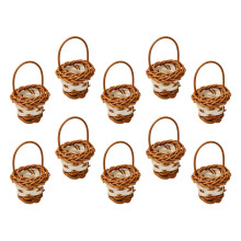 Set van 10 mini-kunstrotanmanden, organisatoren, ideaal-bruin
