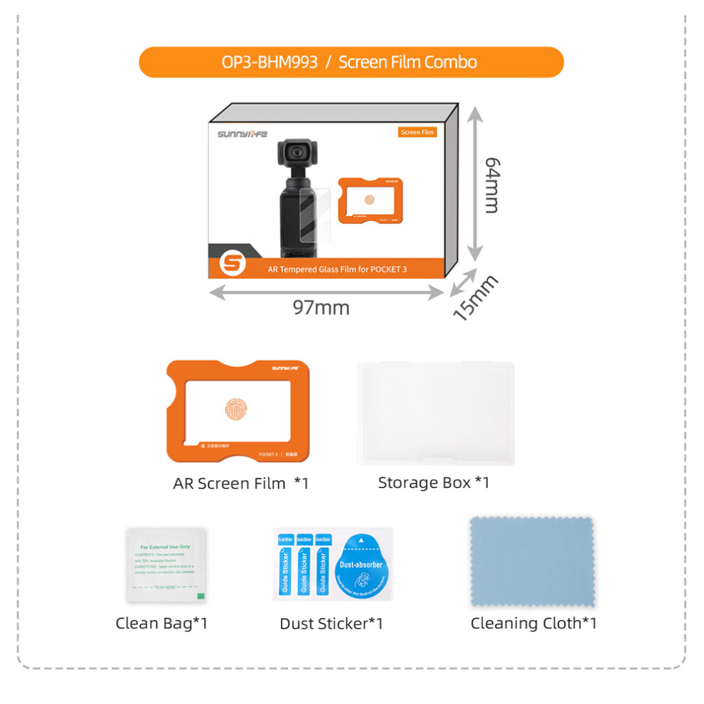 (Screen Film Combo) Lens Screen Protector Ar Anti-Reflection Tempered Glass Protective Film With Film Locator Accessories For Dji Pocket 3 320997469247