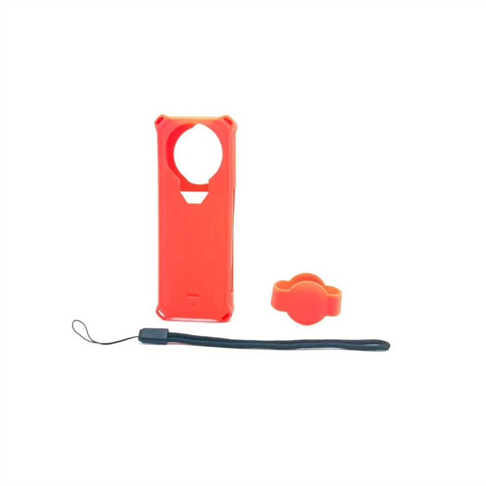 (Red) Camera Silicone Protective Case Lens Cap Hand Strap Kit For Insta360 X4 X5 320997470083