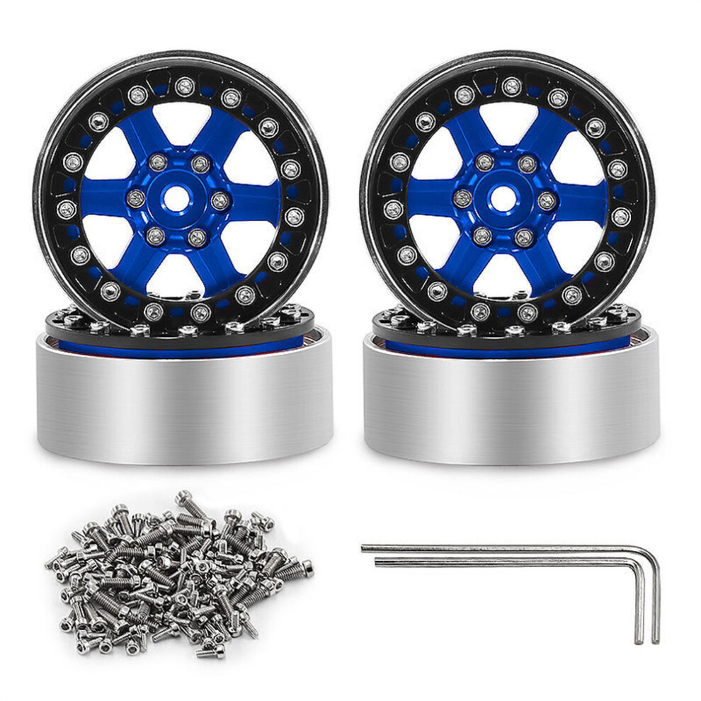( Wheel Hub) 1.3-Inch Rc Car Metal Hub Wheel Rubber Tires For 1/18 Trx4m Scx24 Fms Ascent-18 Blue 320997478966