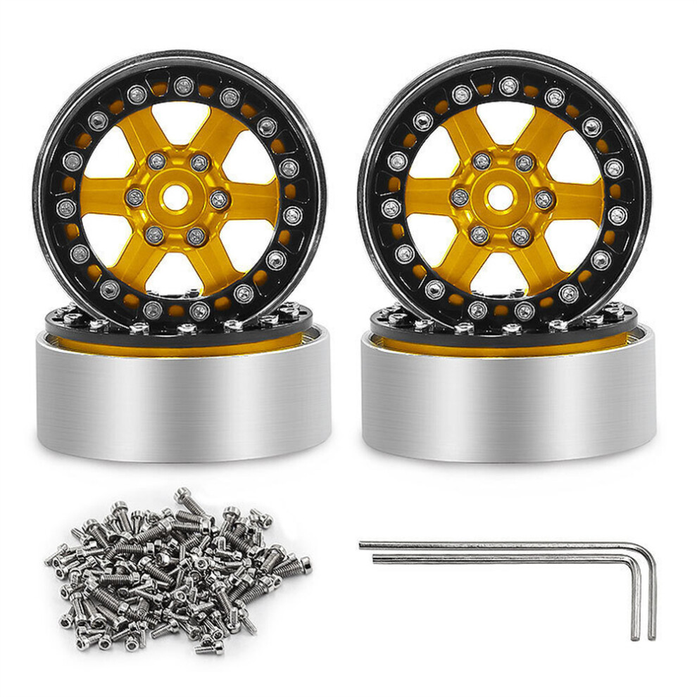 ( Wheel Hub) 1.3-Inch Rc Car Metal Hub Wheel Rubber Tires For 1/18 Trx4m Scx24 Fms Ascent-18 Gold 320997478980