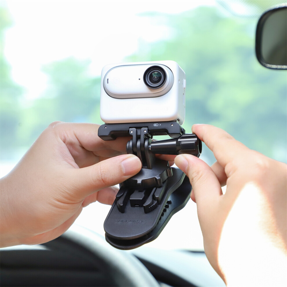 360?? Rotating Car Sun Visor Mount For Insta360 Go 3, X3, & Action 3 - Action Camera & Cell Phone Vlog Holder 113121395334