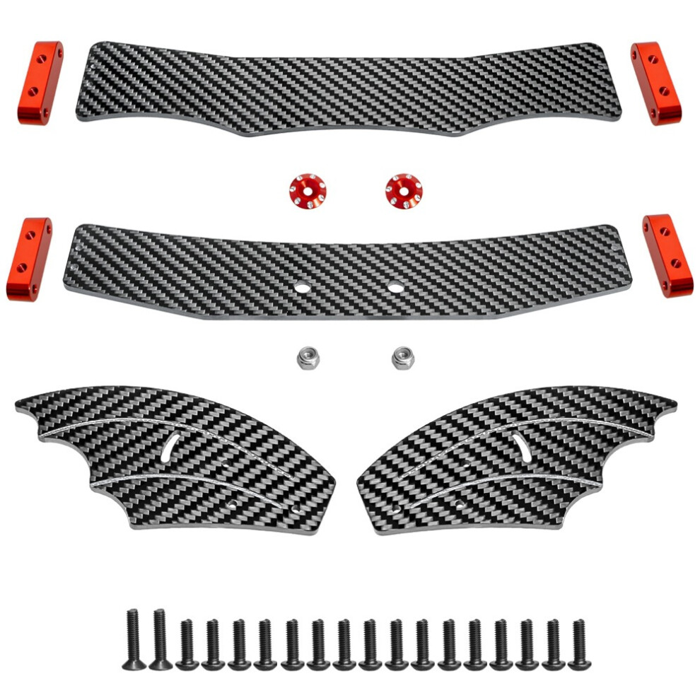 (Red) Aerodynamic Dragcar Carbon Fiber Tail Wing For Arrma 1/8 Typhon Rc Car Red 320997480129