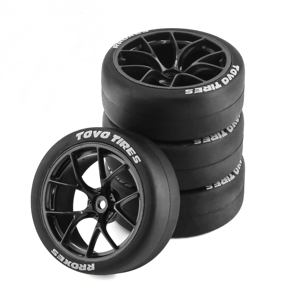 (Black) 4Pcs Set Flat Running Rally Wheel Tires For Hpi Kyosho Tamiya 1/10 Wrc Xv01 Tt02 Black 123643844074