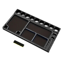 (Black) Aluminium Alloy RC Car Screws Magnetic Tray Seperate Storage Holder Organizer